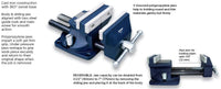 Reversible Vise - 3-1/2 inch (90mm) - Soft Polypropylene Jaws - Cast Iron - 360° Swivel Base