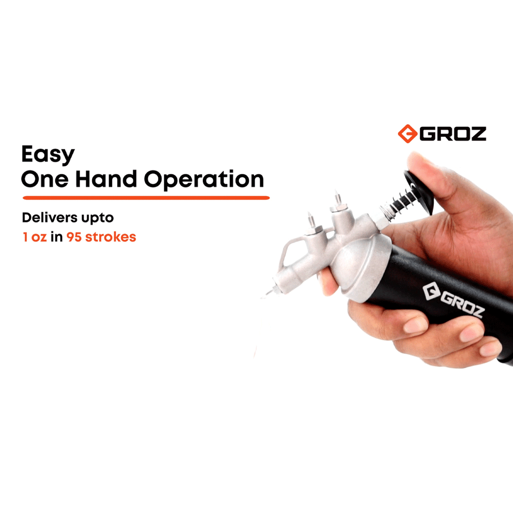 ProLube Mini Push Type Grease Gun with Steel Barrel, Push Type GROZ USA