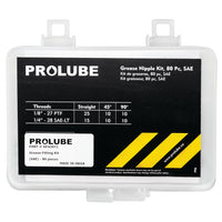 PROLUBE 80 Piece SAE Grease Fitting Set, 1/8" x 27 PTF and 1/4" x 28 SAE-LT threads