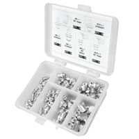 Metric Grease Fitting Kit - 80 piece Assortment - 6,000 PSI -  Includes M6, M8 & M10 Fittings (Straight & 90°) -Metric Grease Fittings,