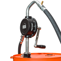 Groz Heavy Duty 10 GPM Rotary Vane Manual Fuel Transfer Pump | Extreme Weather | For 15 To 55 Gallon Drums | Steel Discharge Spout, 8-Ft Anti-Static Hose, Non-Sparking Nozzle & Nozzle Holder|  Vacuum Breaker & Flame Arrestor