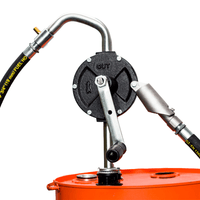 Industrial Rotary Vane Manual Fuel Transfer Pump | 8 Foot Anti-Static Hose, Non-Sparking Nozzle & Nozzle Holder|  Vacuum Breaker & Flame Arrestor