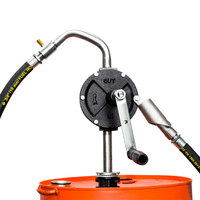 Groz Heavy Duty 10 GPM Rotary Vane Manual Fuel Transfer Pump | Extreme Weather | For 15 To 55 Gallon Drums | Steel Discharge Spout, 8-Ft Anti-Static Hose, Non-Sparking Nozzle & Nozzle Holder|  Vacuum Breaker & Flame Arrestor