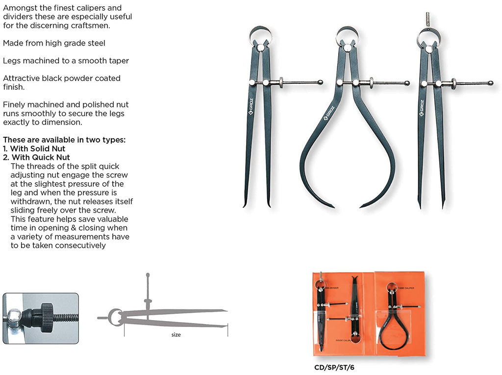 Inside, Outside Caliper & Divider Set GROZ USA